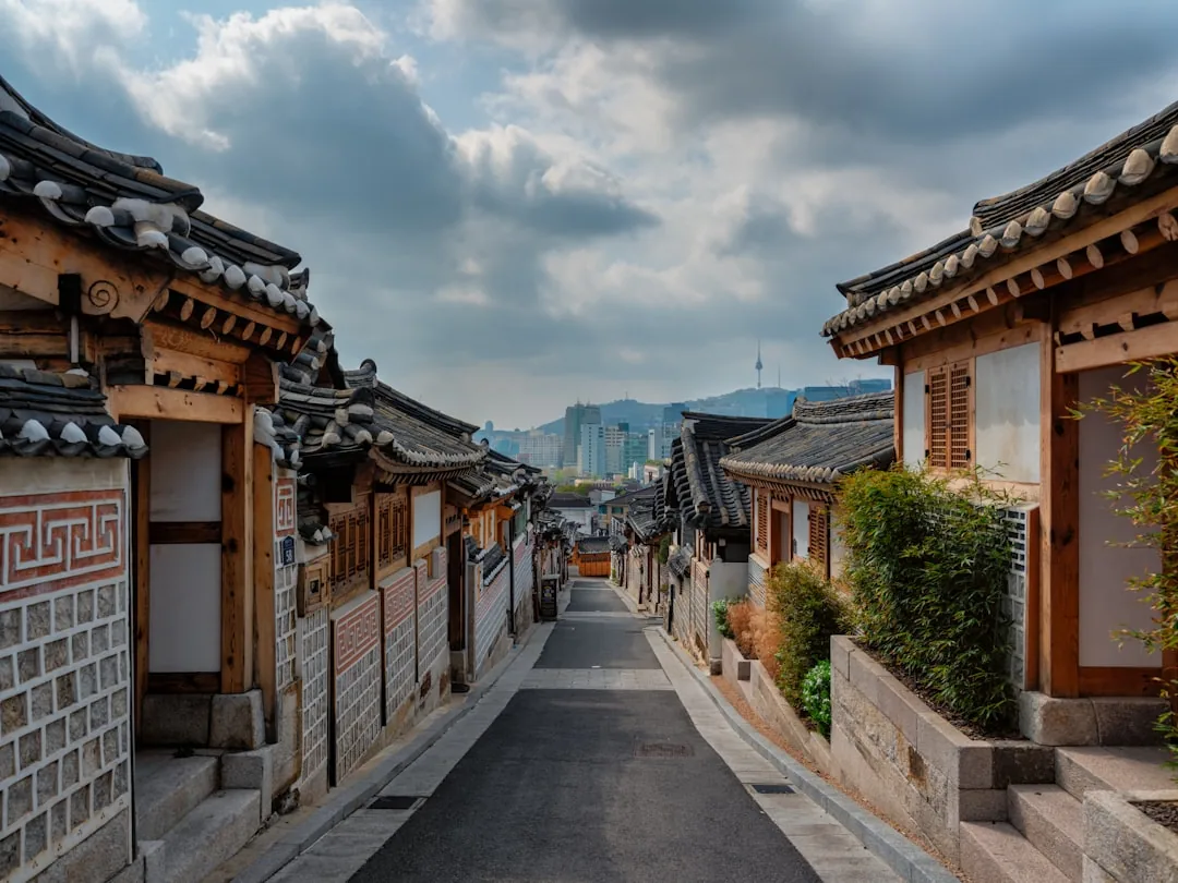 A hanok-lined street in Bukchon Hanok Village near Changdeokgung