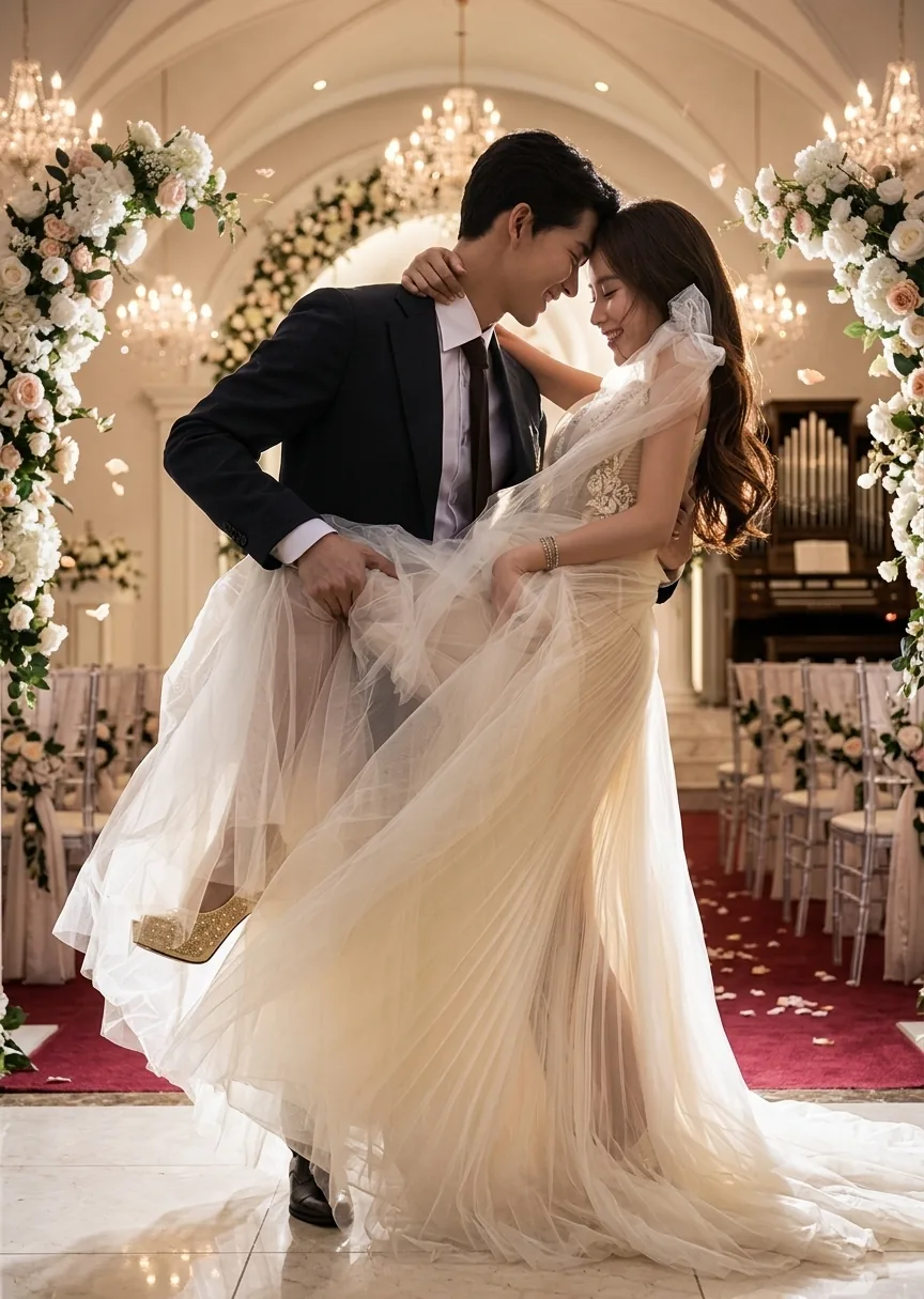 Wedding banquet table set for a Korean wedding reception meal