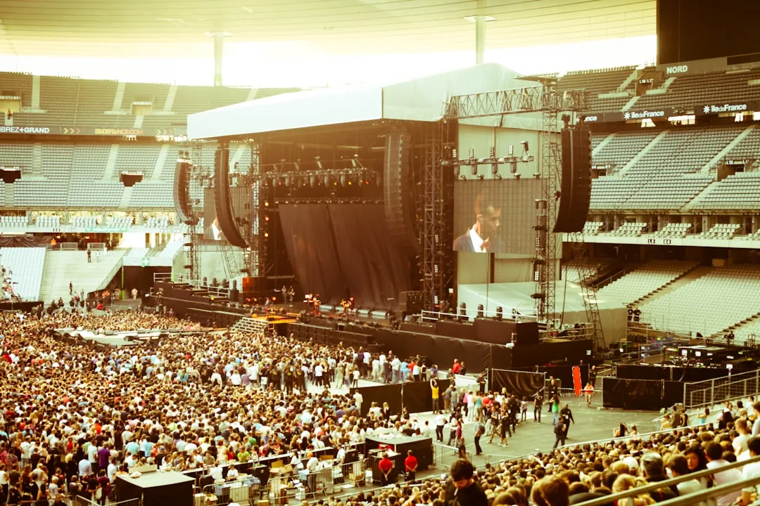 Rows of empty stadium seats before a K-pop concert in Korea